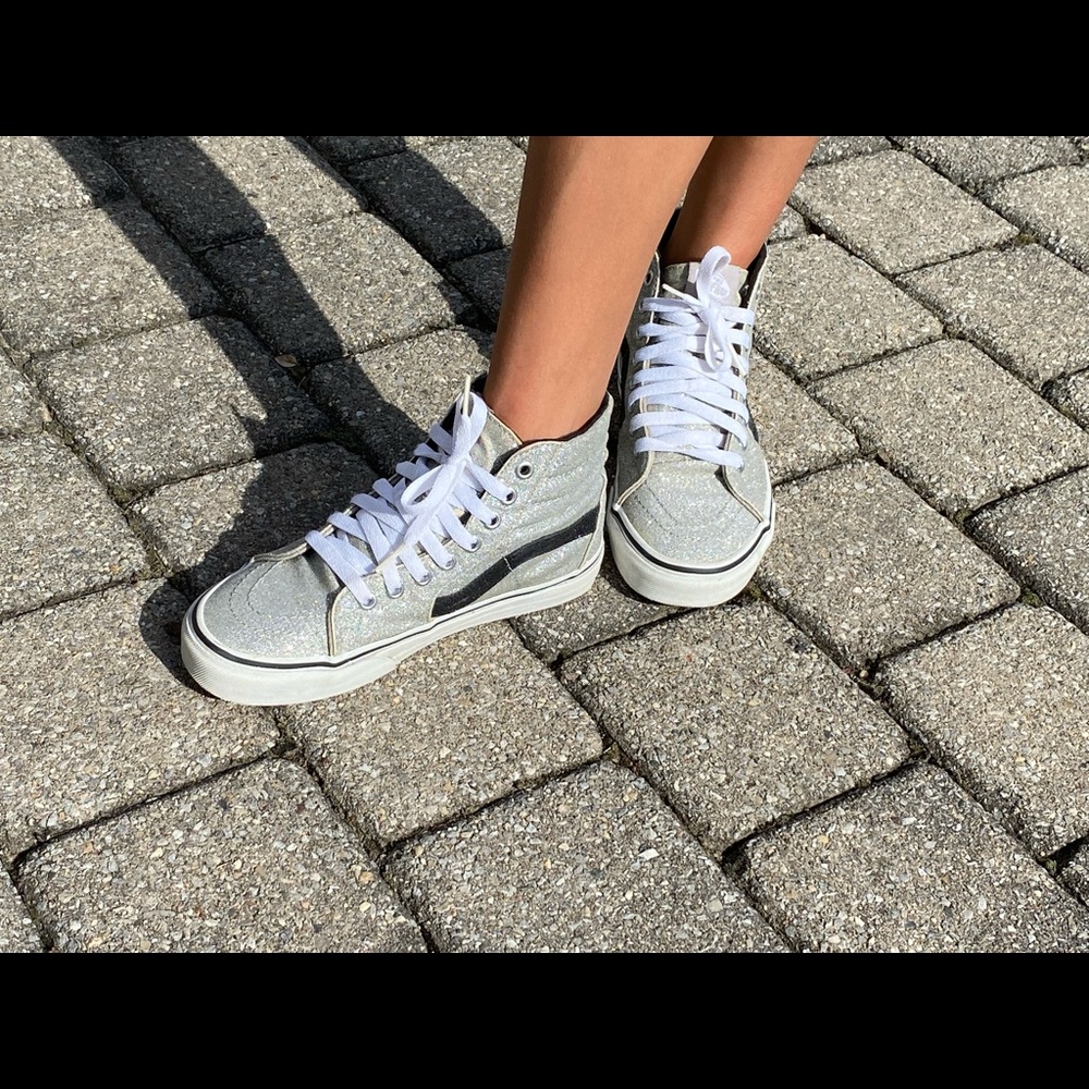 Vans sparkly silver beautiful hi top size 6.5 - Picture 8 of 11